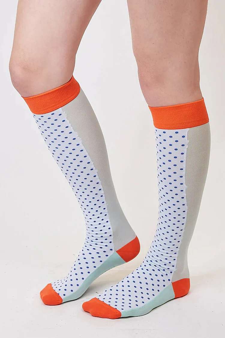 Blue Micro Dot Knee High Socks - Image 3