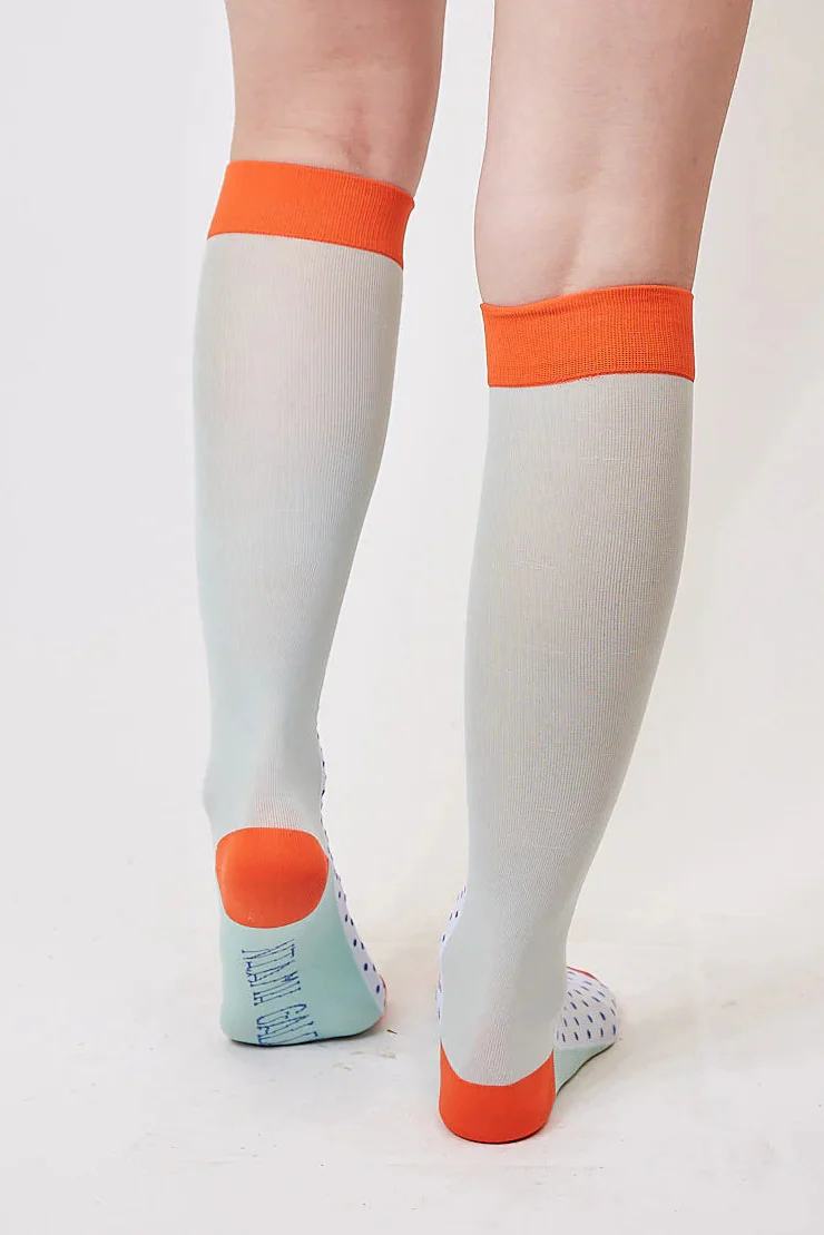 Blue Micro Dot Knee High Socks - Image 4