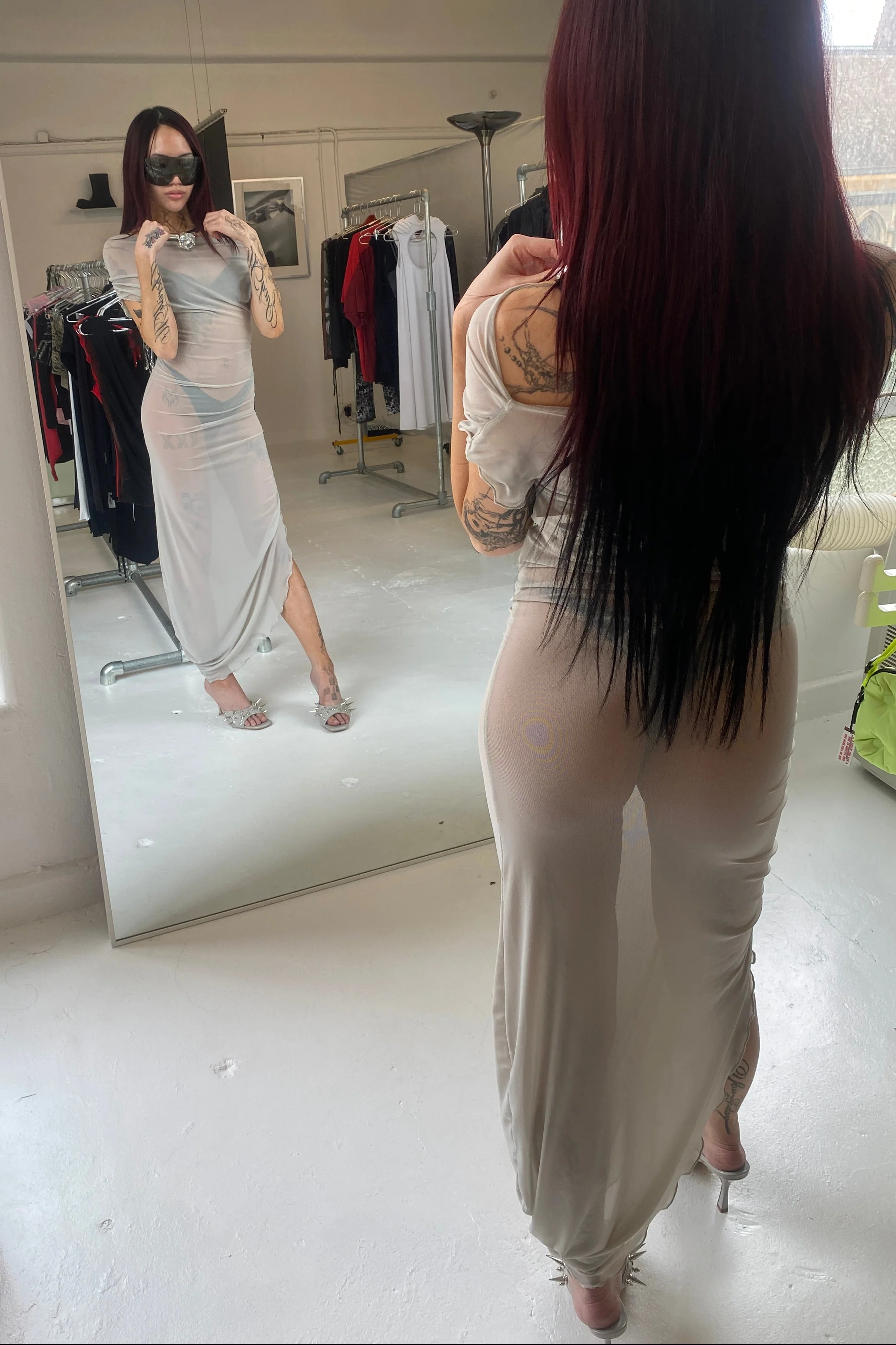 Bubble Drape Dress / Smoke or Black - Image 4