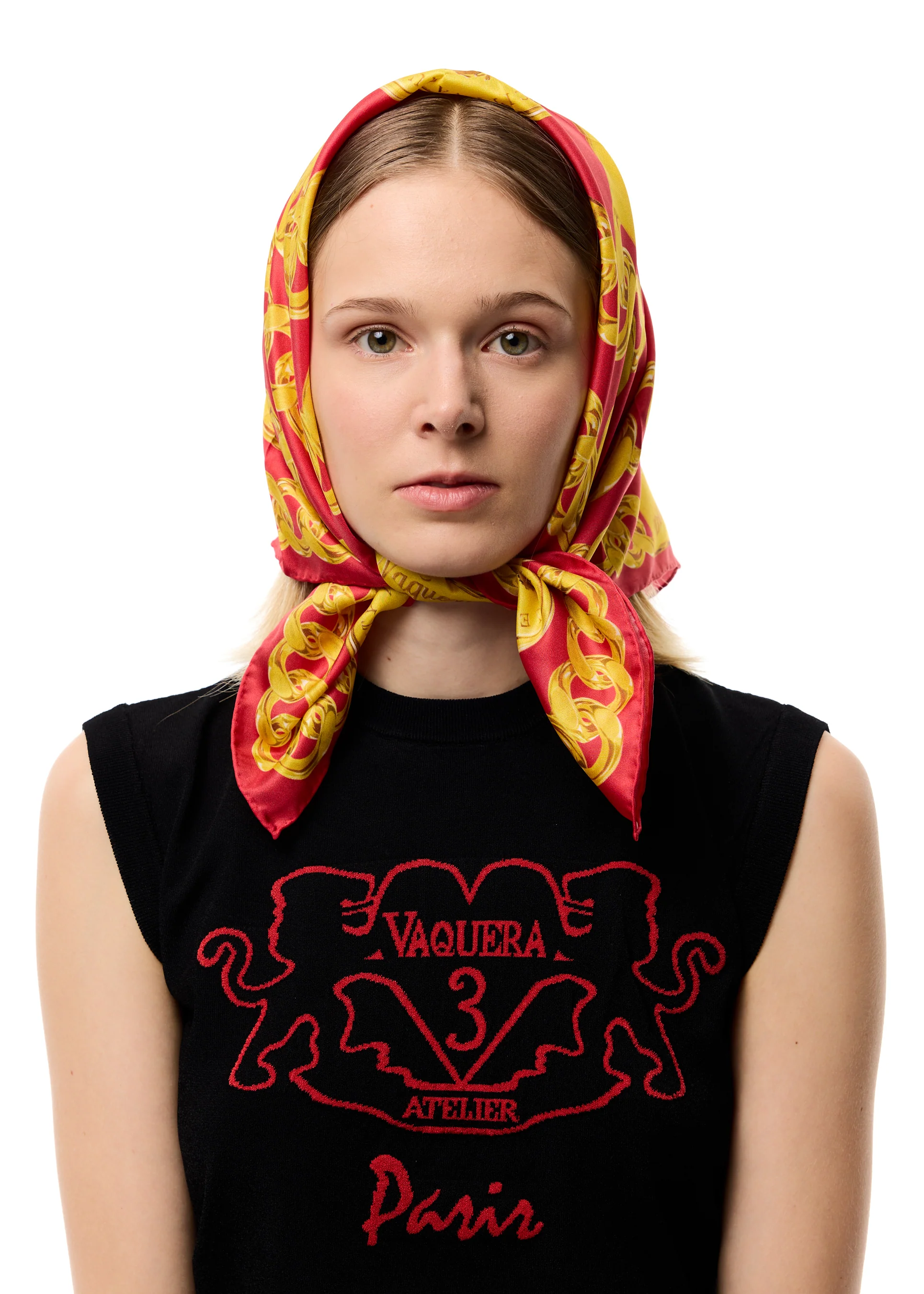 Chain Print Silk Scarf / Blue or Red - Image 3