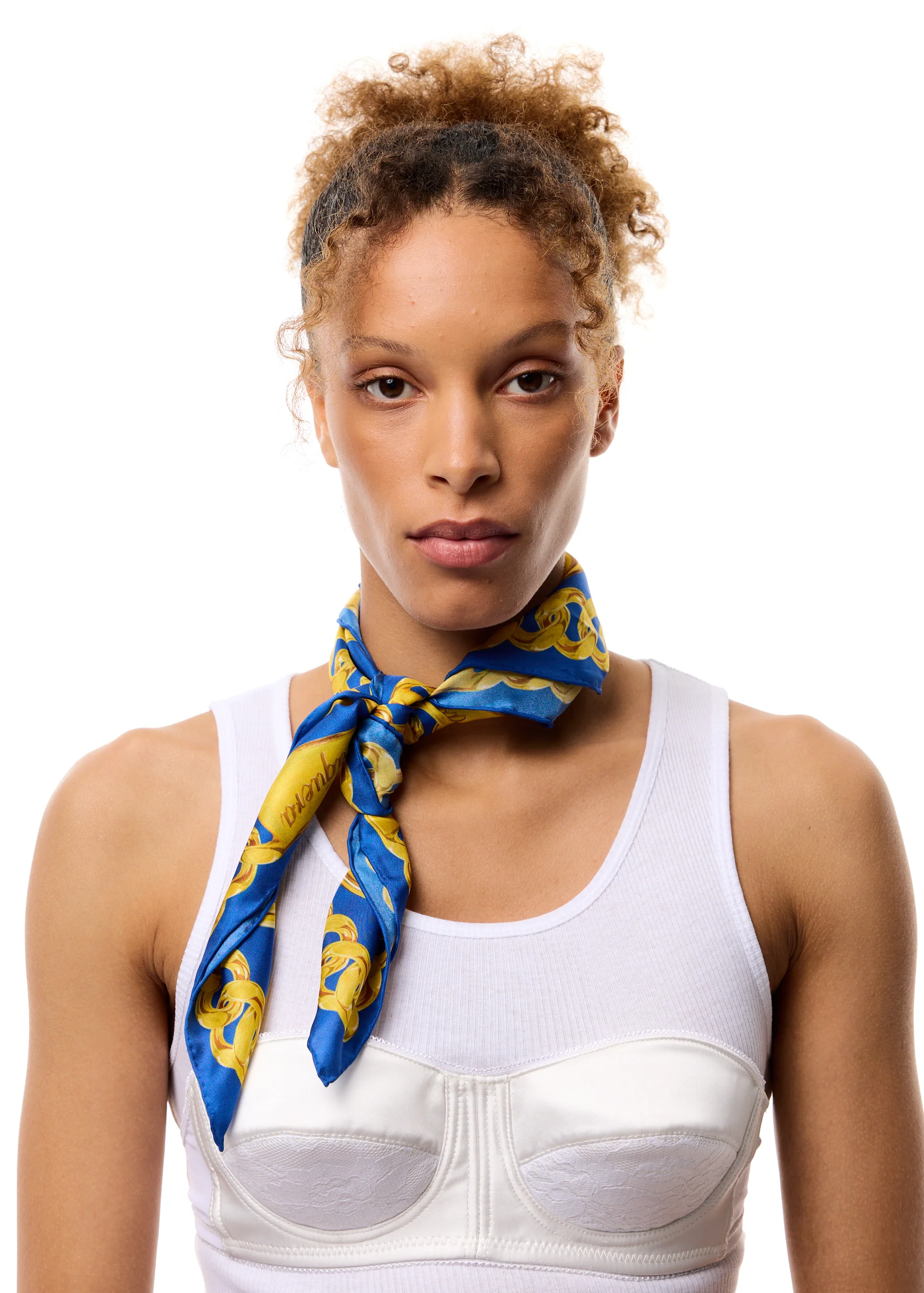 Chain Print Silk Scarf / Blue or Red - Image 5