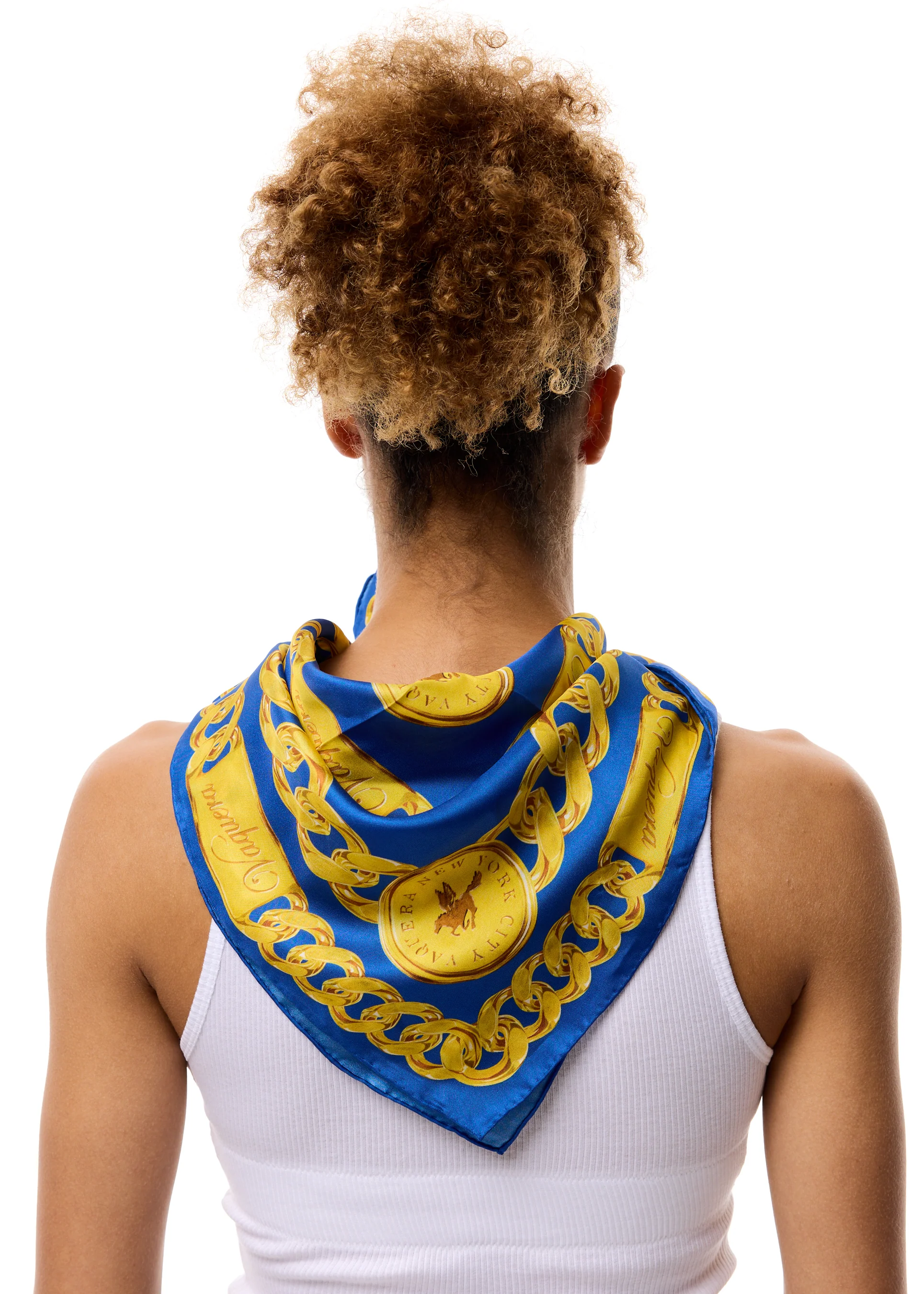 Chain Print Silk Scarf / Blue or Red - Image 6