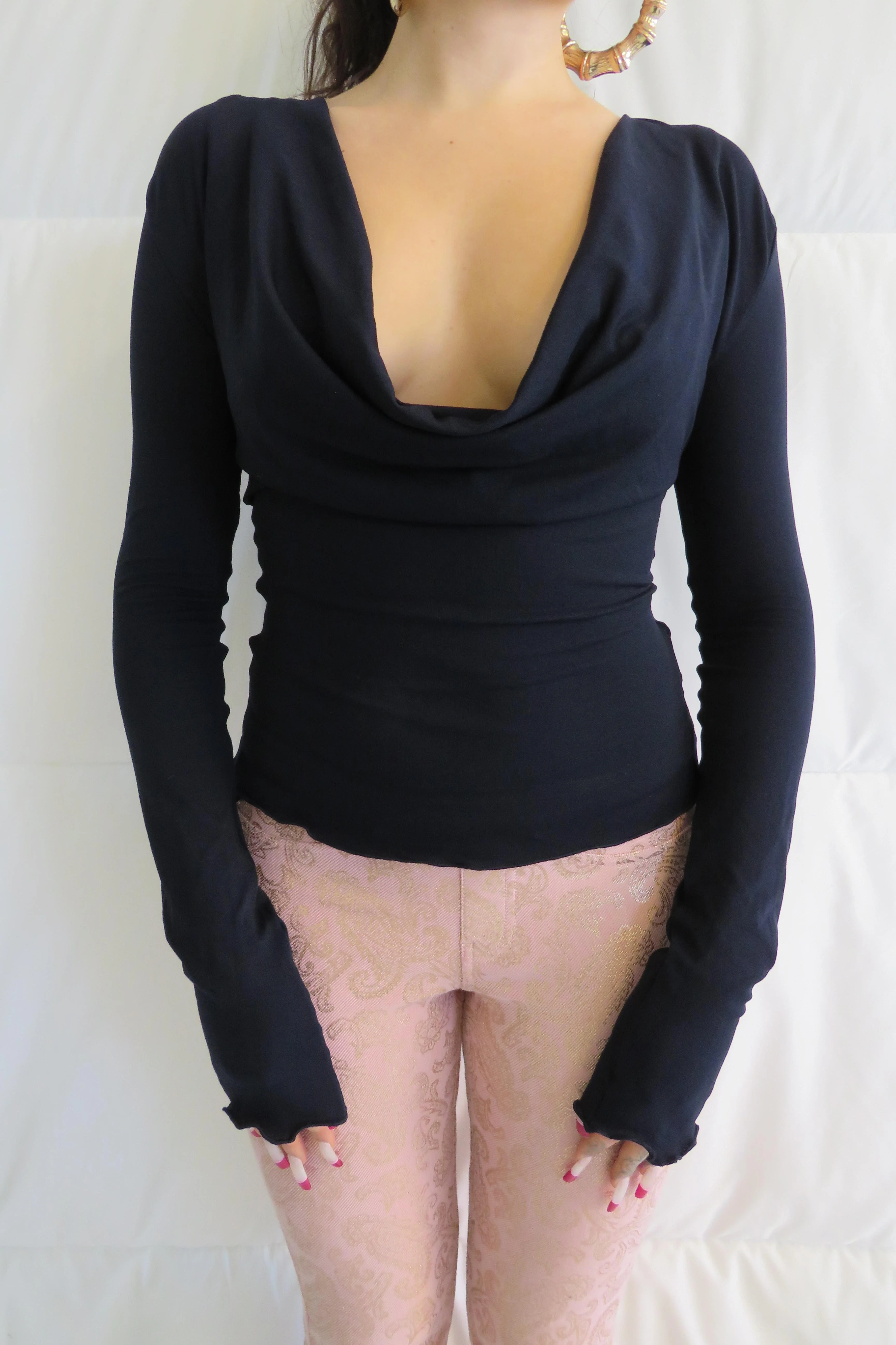 Deep Cowl Top / Black or Navy - Image 3