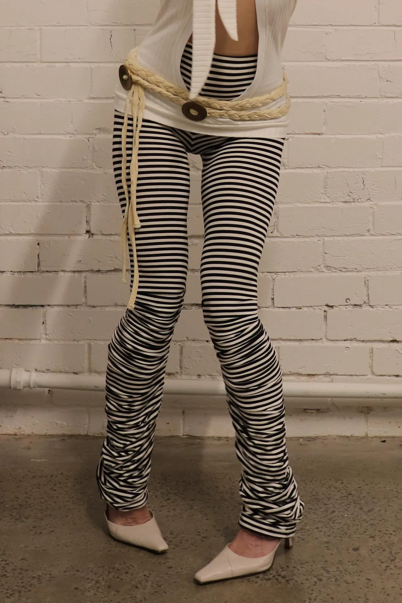 Gathered Leggings / New Stripe - Image 4