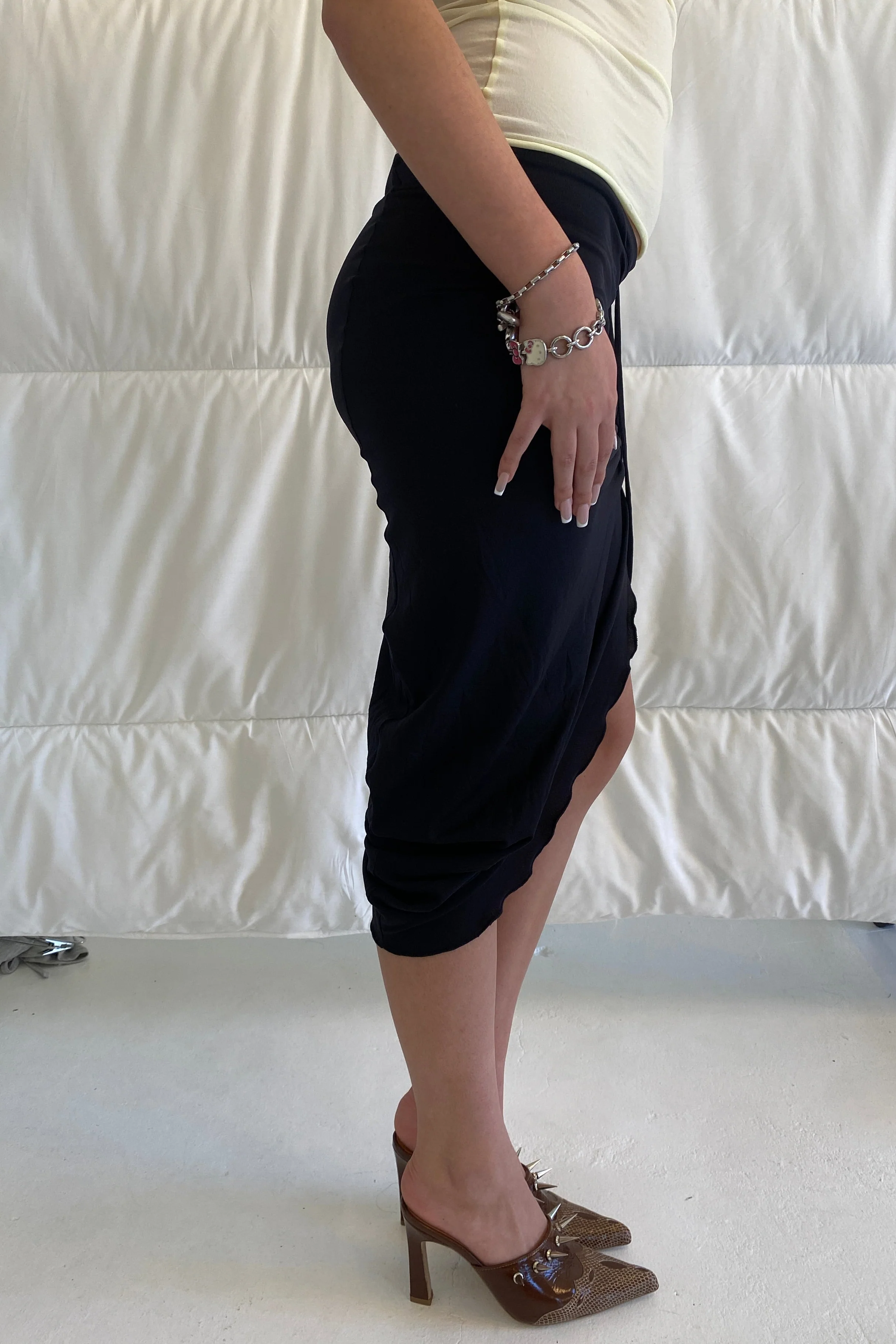 Bubble Drape Skirt / Black - Image 4